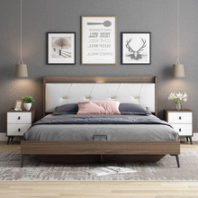 现代简约支架床主卧家具1.5米经济型双人床婚床软靠1.8板式床
