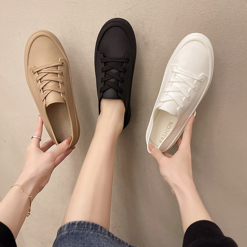 New Fashion Four-Season Shoe with Student White Women's PVC Simple Solid Color Ladies' Slip-on Rain Boots