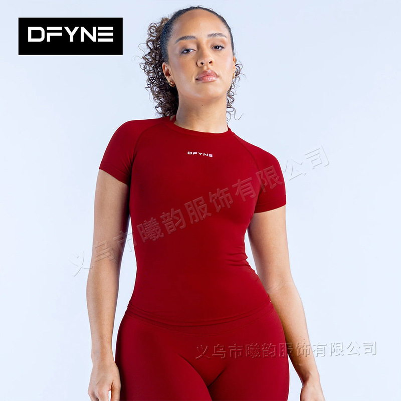 Dfyne Christmas Color Quick-Drying Short-Sleeved T-Shirt Fitness Running Yoga Pants Training Breathable Casual Yoga Wear Wholesale for Women Dfyne Christmas Color Quick-Drying Short-Sleeved T-Shirt Fitness Running Yoga Pants Training Breathable Casual Yoga Wear Wholesale for Women