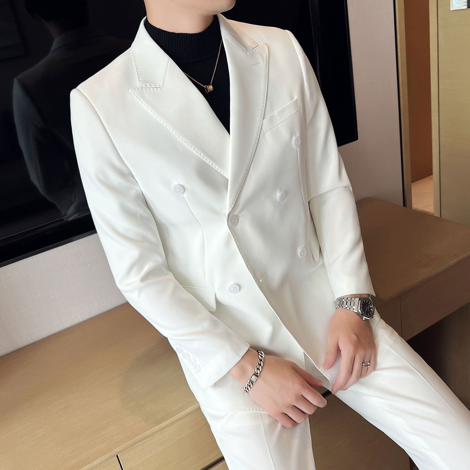 Wholesale New Men's White Suit Korean Ve...