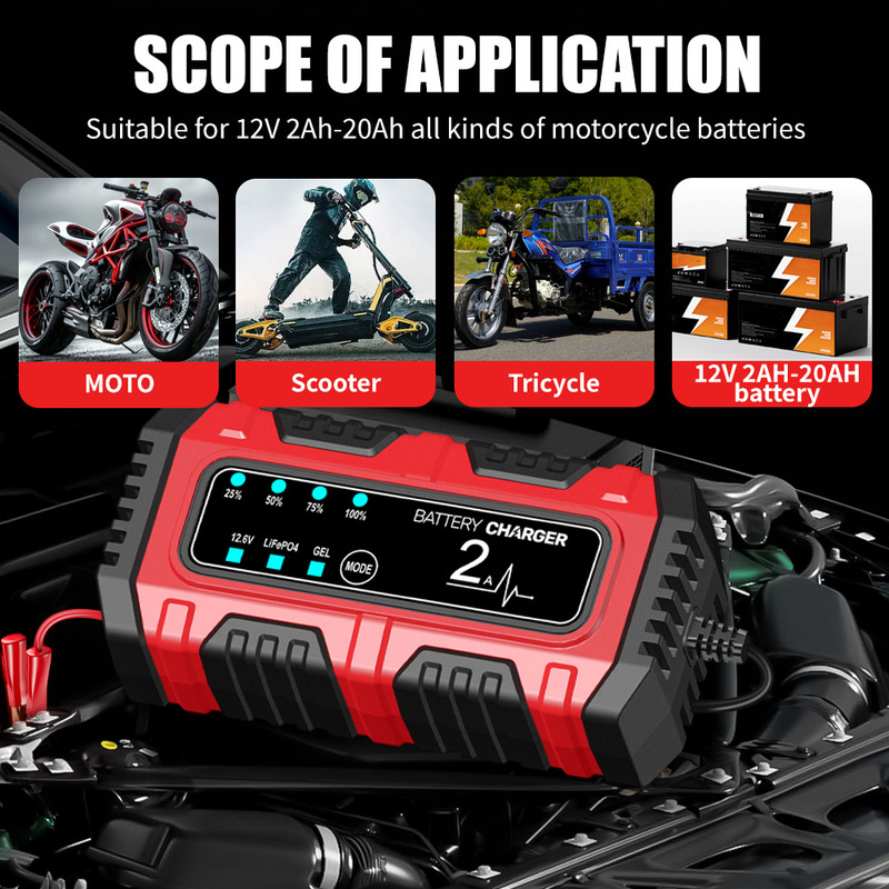 2A Battery Charger Battery Maintainer Trickle Charge Float Charge 12V Motorcycle Iron Lithium Car Charger 2A Battery Charger Battery Maintainer Trickle Charge Float Charge 12V Motorcycle Iron Lithium Car Charger