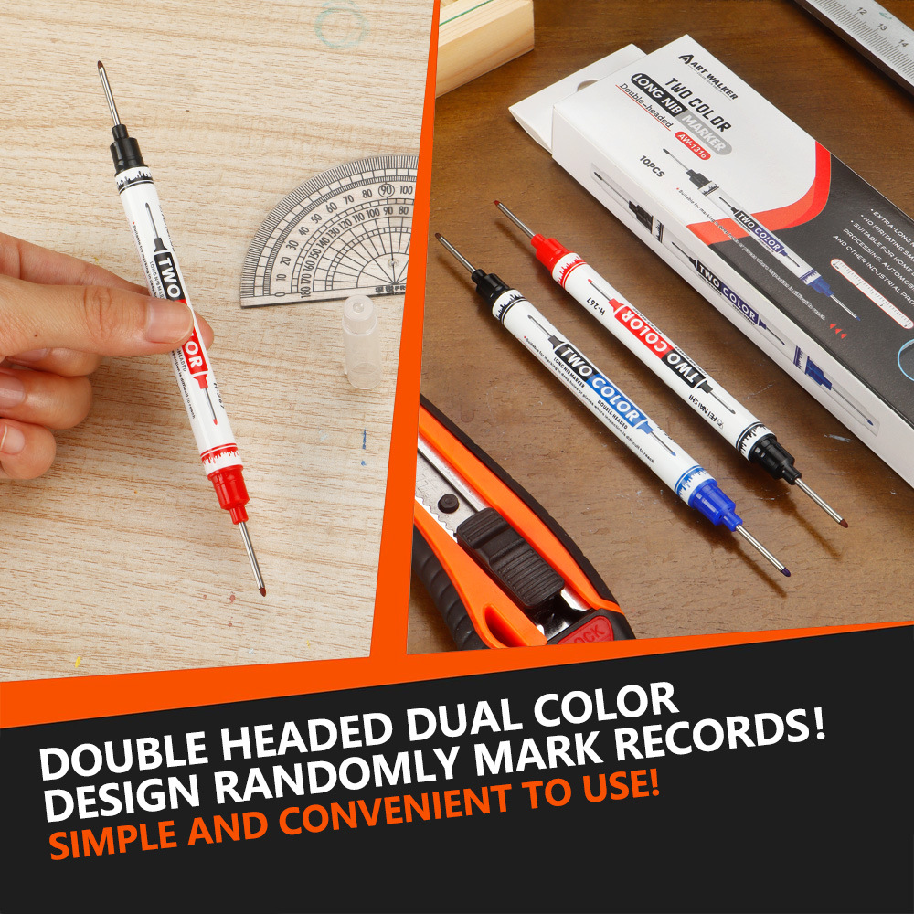 Doble cabeza larga marcador de carpintería aceite perforación línea de trazo impermeable no decoloración alargar el pincel de trazo manual al por mayor