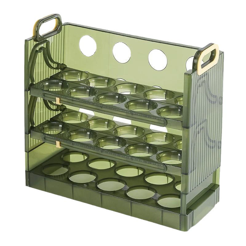 Foldable egg storage box, light green, refrigerator door organizer, 20 or 30‑egg capacity