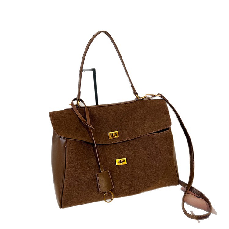Business Commuter Women's Handbag New Frosted Leather Tote Bag Unisex Large Handbag Shoulder And Crossbody Bag - Thumbnail 5