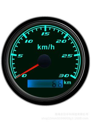 automobile instrument with waterproof GPS speedometer - 0-30km-black-plate-black-cover