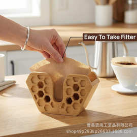 跨境木质蜂巢造型支架咖啡滤纸收纳架家用厨房茶水间纸巾收纳架