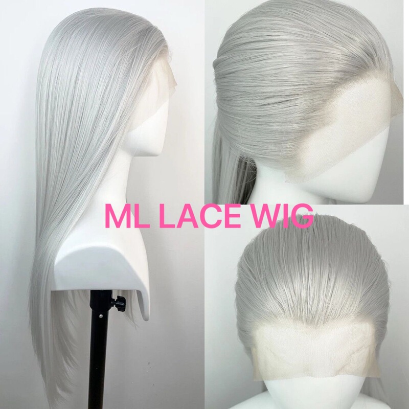 Full Lace Front Wig with Silver-Brown Three-Pointed Beauty Tip for Cosplay Anime Animation
