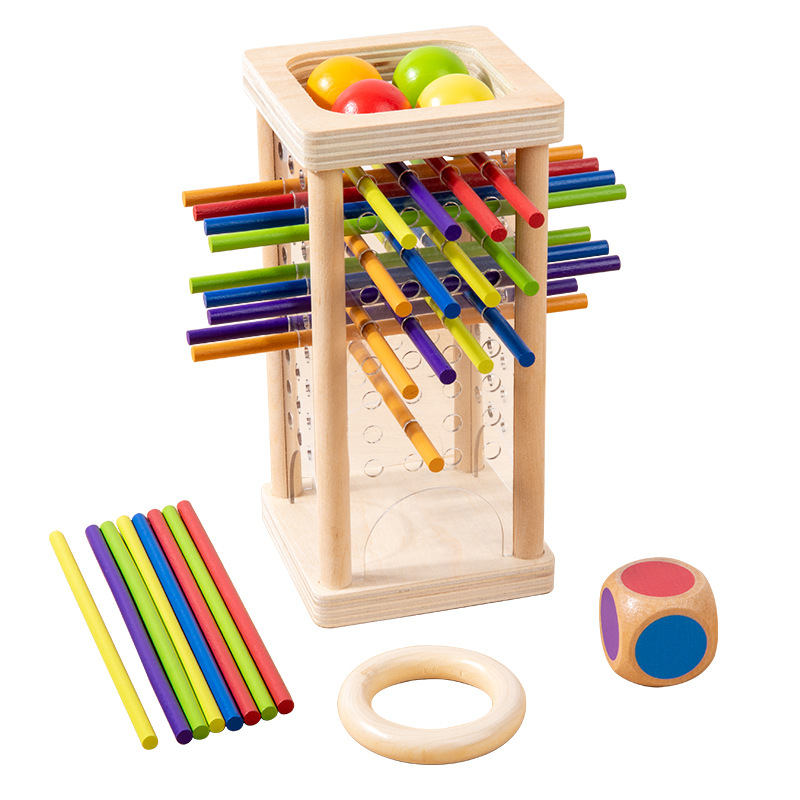 Educación temprana de madera 3 en 1 juego de palo de dibujo de color cognitivo padre-hijo interactivo juego de mesa de concentración juguetes de equilibrio