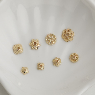 14K����ɫ�U�ջ��仨�� ���~�ݻ�ñ��Ƭ��朴����� diy�Ʒ���