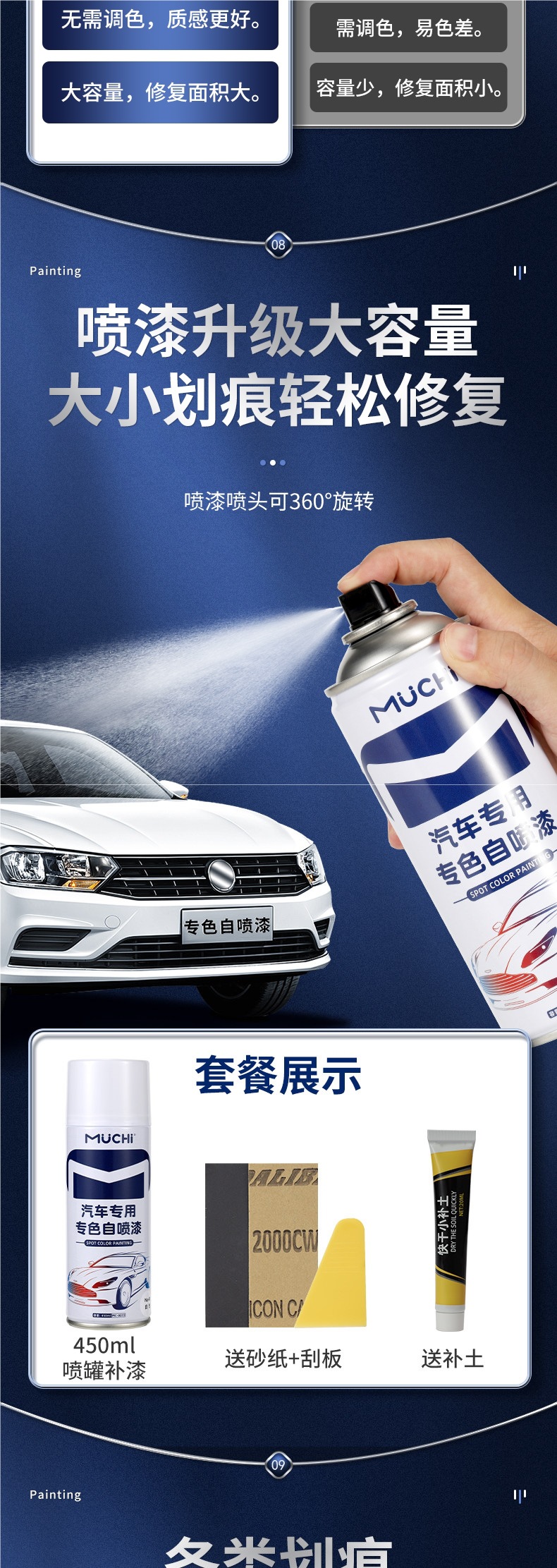Automotive paint automatic spray paint hand-operated special touch-up pen in pearl white for scratch repair and black car paint restoration