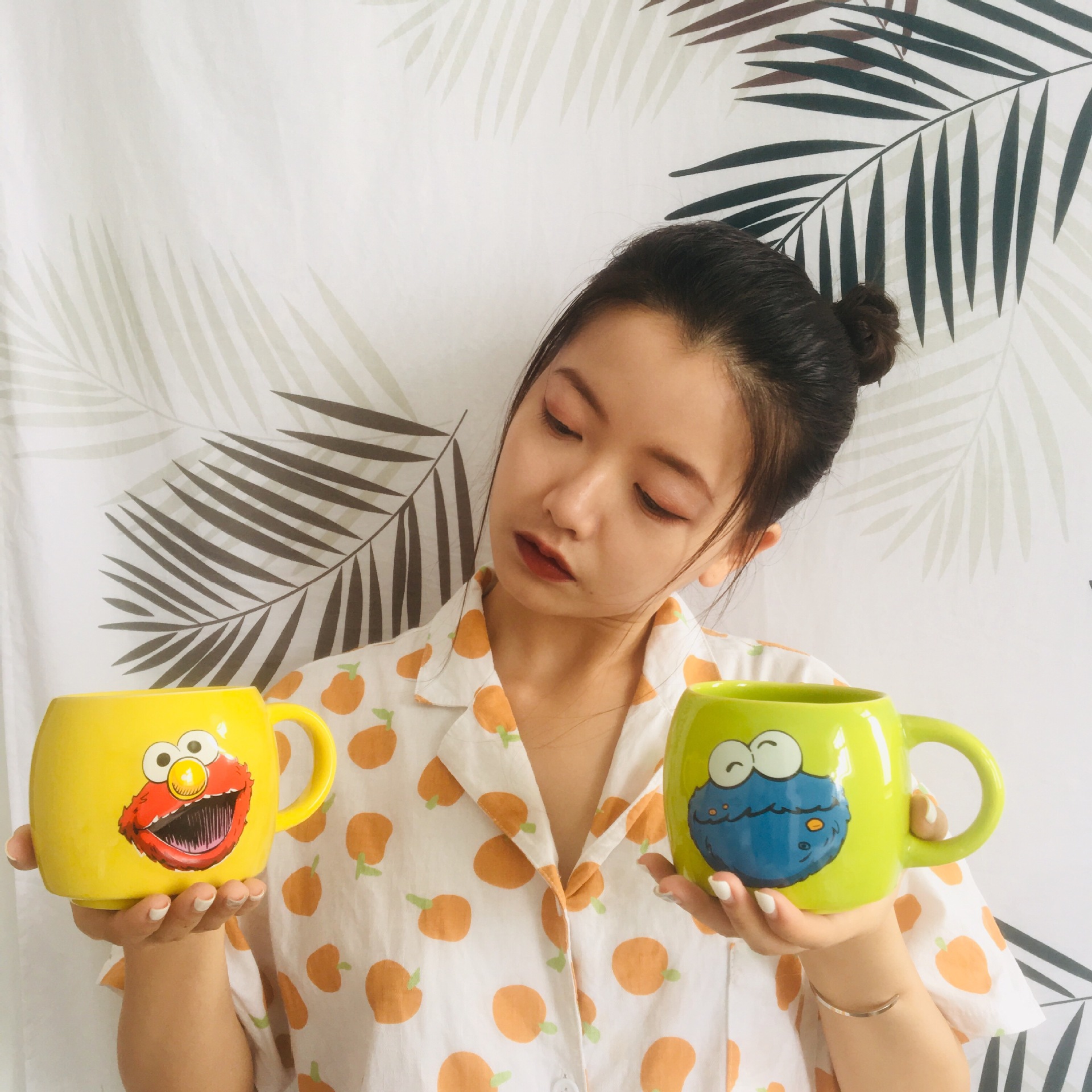 Japonés lindo Sesame Street pareja de dibujos animados taza Aimo taza agua gran capacidad leche