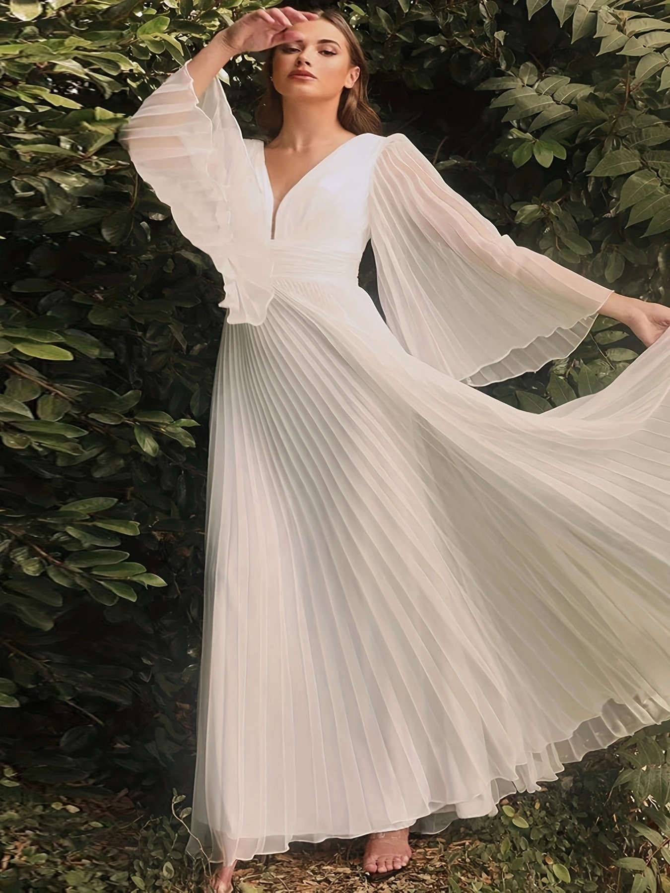 Europa y los Estados Unidos comercio exterior transfronterizo nuevo deseo de ropa de mujer Amazon sexy profundo V vestido de manga larga vestido delgado image 1