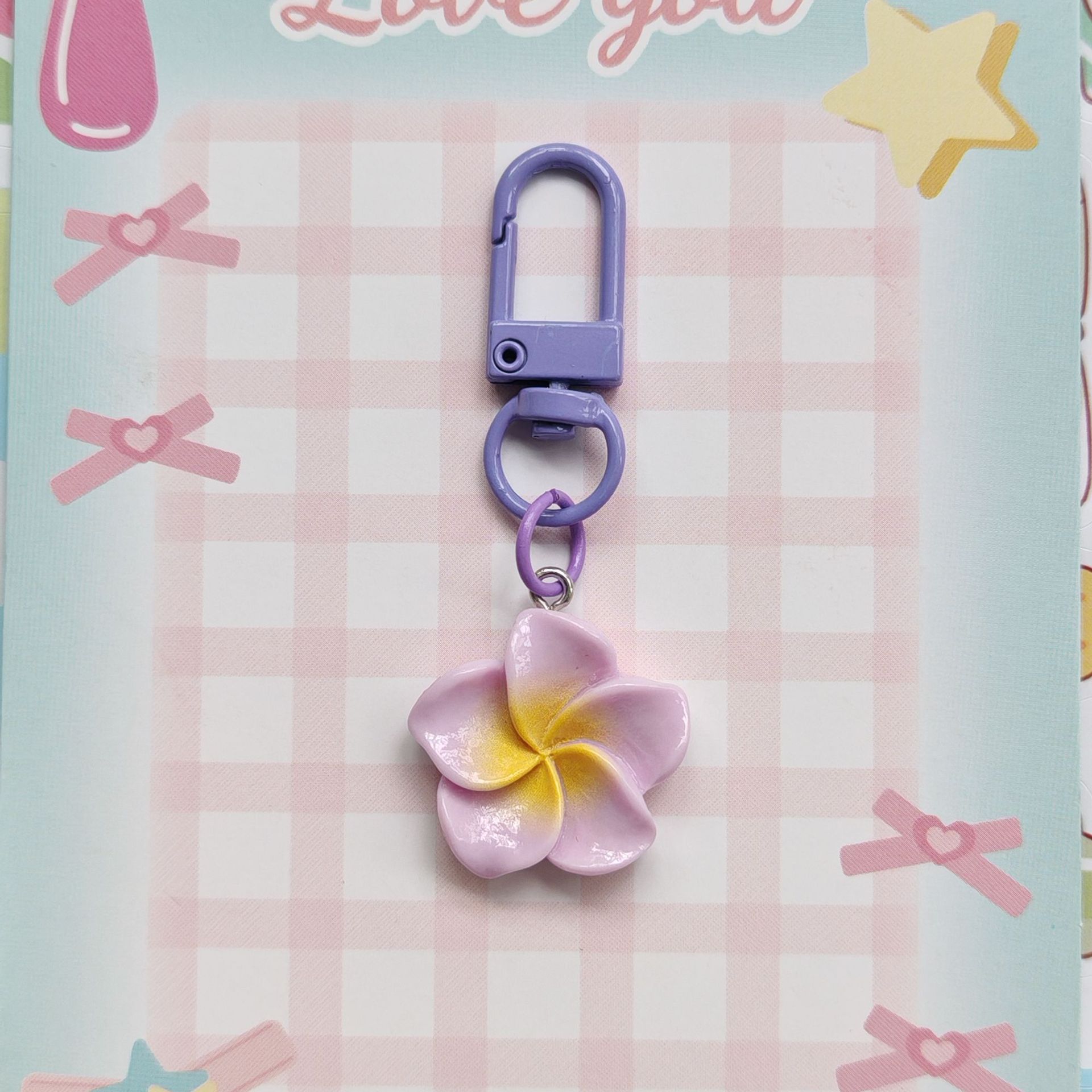 10g Weight Bag Pendant, Keychain Classification 1 Piece Cute Plumeria Alloy Plastic Women's Bag Pendant Keychain