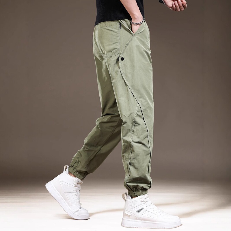 High-End American-Style Ice Silk Cool Casual Pants for Men, Summer Thin Loose Fit, Large Size, Jogger-Style, Premium Workwear Pants for Men