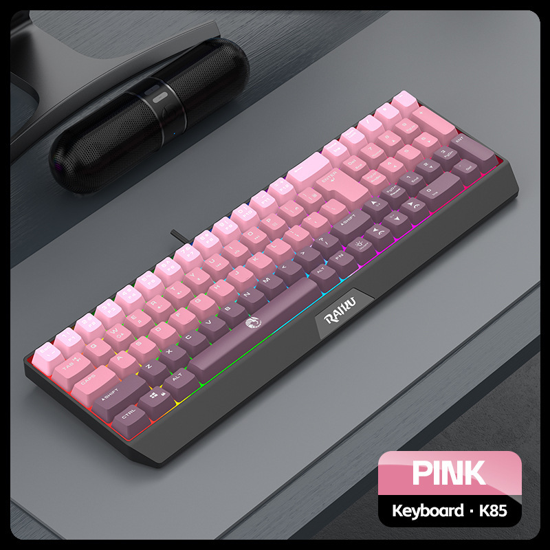 Set mouse e tastiera da gioco RAIKU T85 con illuminazione a tre colori sfumati, cablato e luminoso._voghion.com