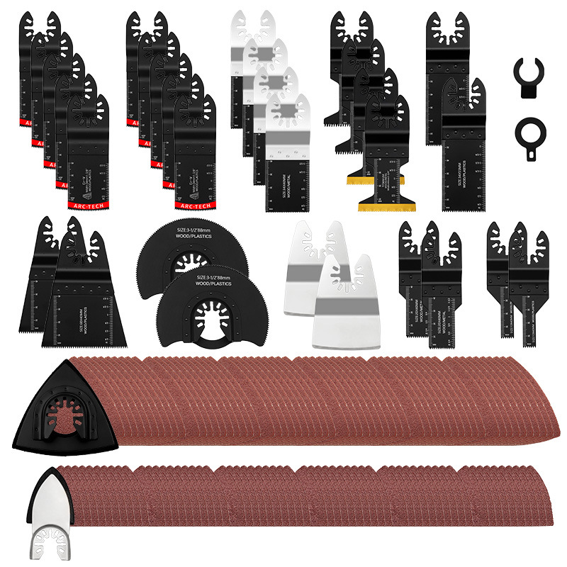 154片金属摆动工具刀片,钛摆动锯片带砂纸,快速释放多工具刀片套