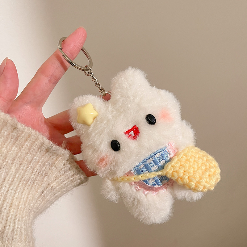 漫画のウサギのぬいぐるみペンダント、かわいい小さな人形、キーホルダー、アクセサリー、イベントの小さな贈り物、小さなギフト、バッグの飾り|undefined