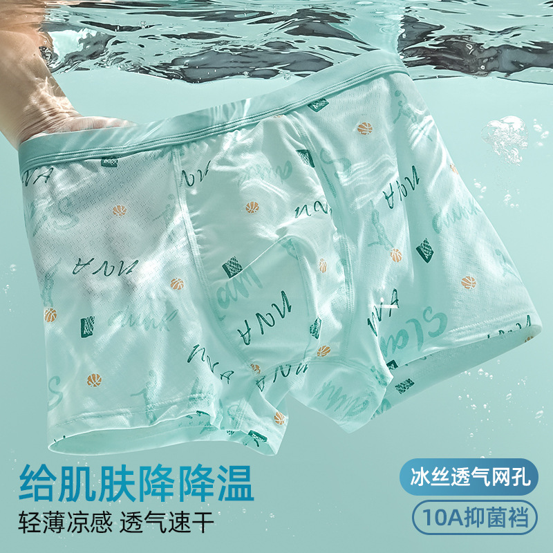 Adolescent Developmental Boys Underwear 10A Antibacterial Students Junior High School Students Senior High School Children's Ice Silk Underwear Nylon