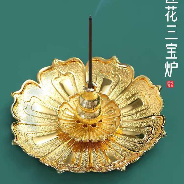 跨境三宝莲花香插香座创意仿古禅意茶道熏香炉便携多孔线香炉香拖