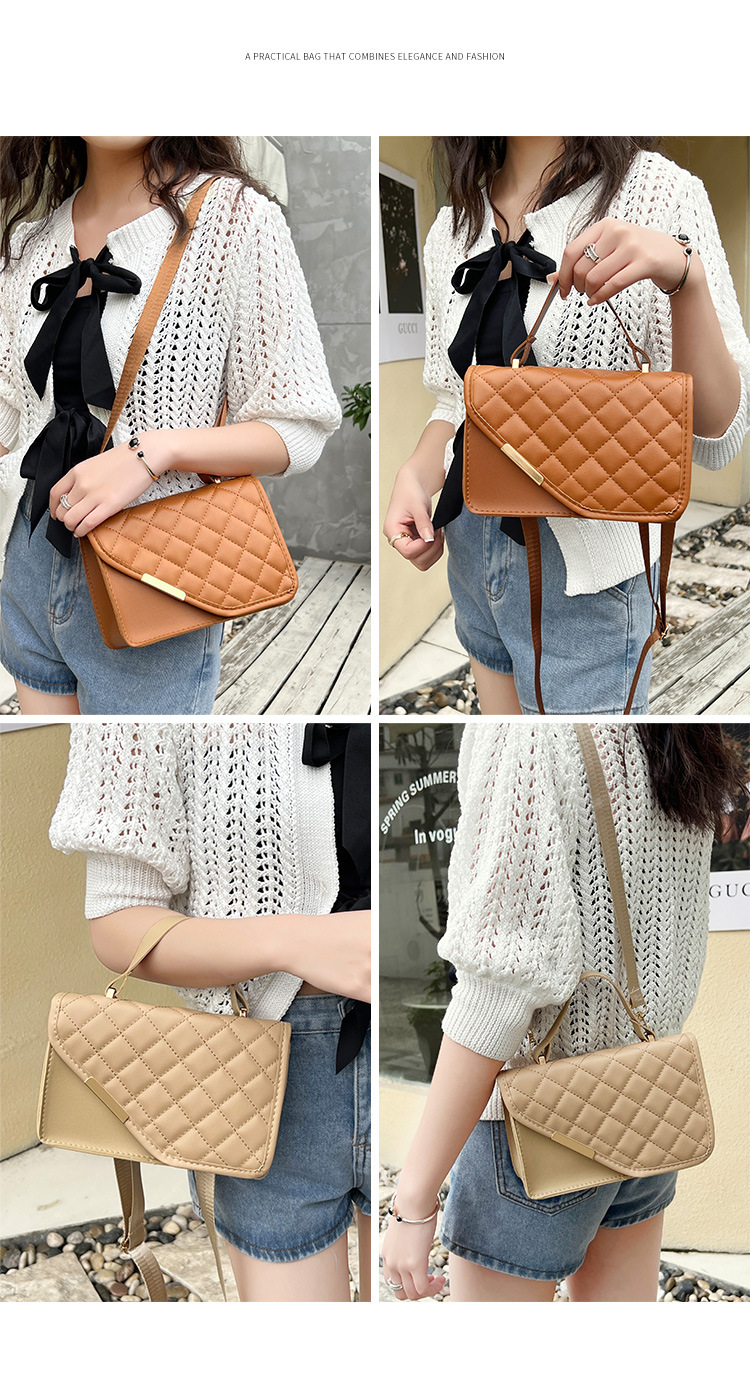 Women's Medium Pu Leather Lingge Vintage Style Classic Style Flip Cover Crossbody Bag display picture 11