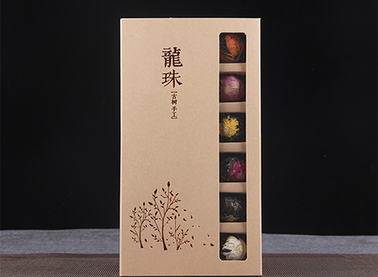 Yunnan Raw Pu-erh Flower Tea Dragon Balls Gift Box Six Floral Flavors 144g specifications
