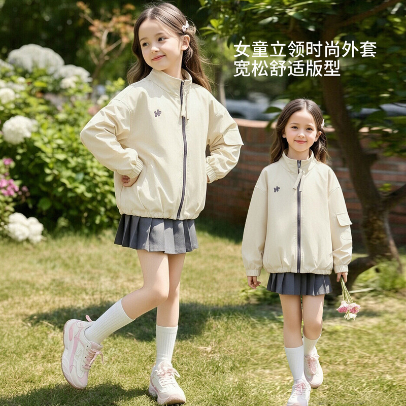 Girls' Windbreaker Jacket Spring and Autumn 2026 New Fashionable Children's Waterproof Loose Jacket for Older Kids Girls' Windbreaker Jacket Spring and Autumn 2026 New Fashionable Children's Waterproof Loose Jacket for Older Kids