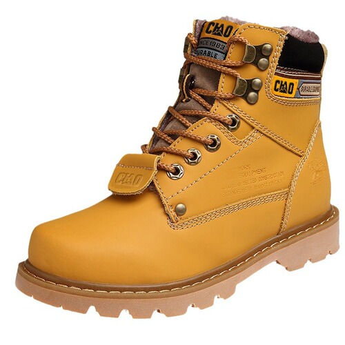 Outdoor men's wide Martin boots, British snow boots, warm high-top work boots, cotton boots, thick soles, height-increasing autumn and winter shoes