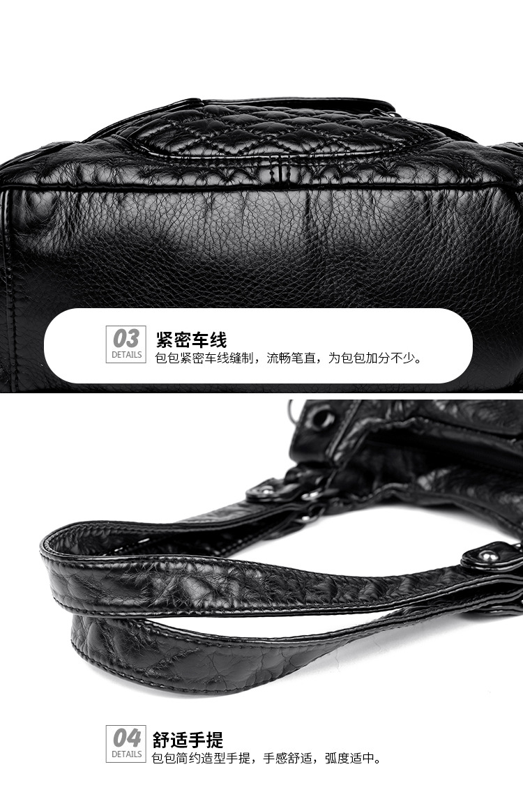 2023 New Mom Bag, washed leather casual commuting bag, women's large-capacity handbag, European and American style soft leather single-shoulder bag undefined