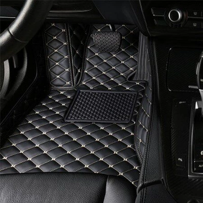 Suitable for BMW floor mats, full coverage for the driver's side, 320Li, 325Li, 525Li, 5302 series, X1, X3, X4, X5, X2 cars (Ayaqaltılar (Kovriklər)) - drivers-side-single-layer-black-with-gold-thread