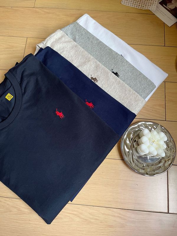 オリジナルの外国貿易は高品質の純綿の馬の刺繍の男性の半袖のtシャツのカジュアルな百合の上着の男性をスキャンすることができます。|undefined