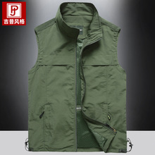春秋户外休闲马甲男钓鱼摄影背心青中老年工装坎肩薄马夹外套