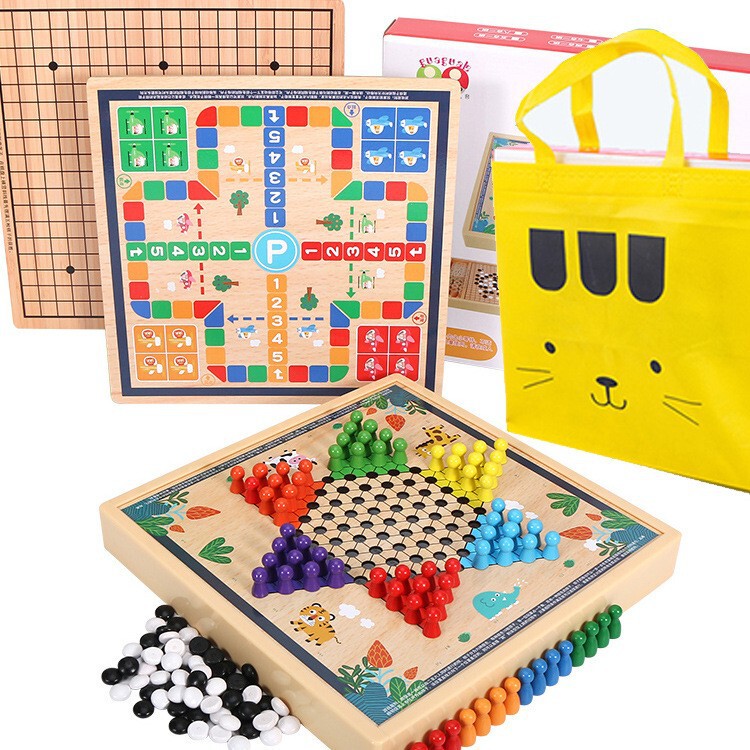 子供用オールインワンチェス盤、チェッカー、フライングチェス、バックギャモンゲーム、チェス、小学生ギフト、ボードゲーム知育玩具|undefined