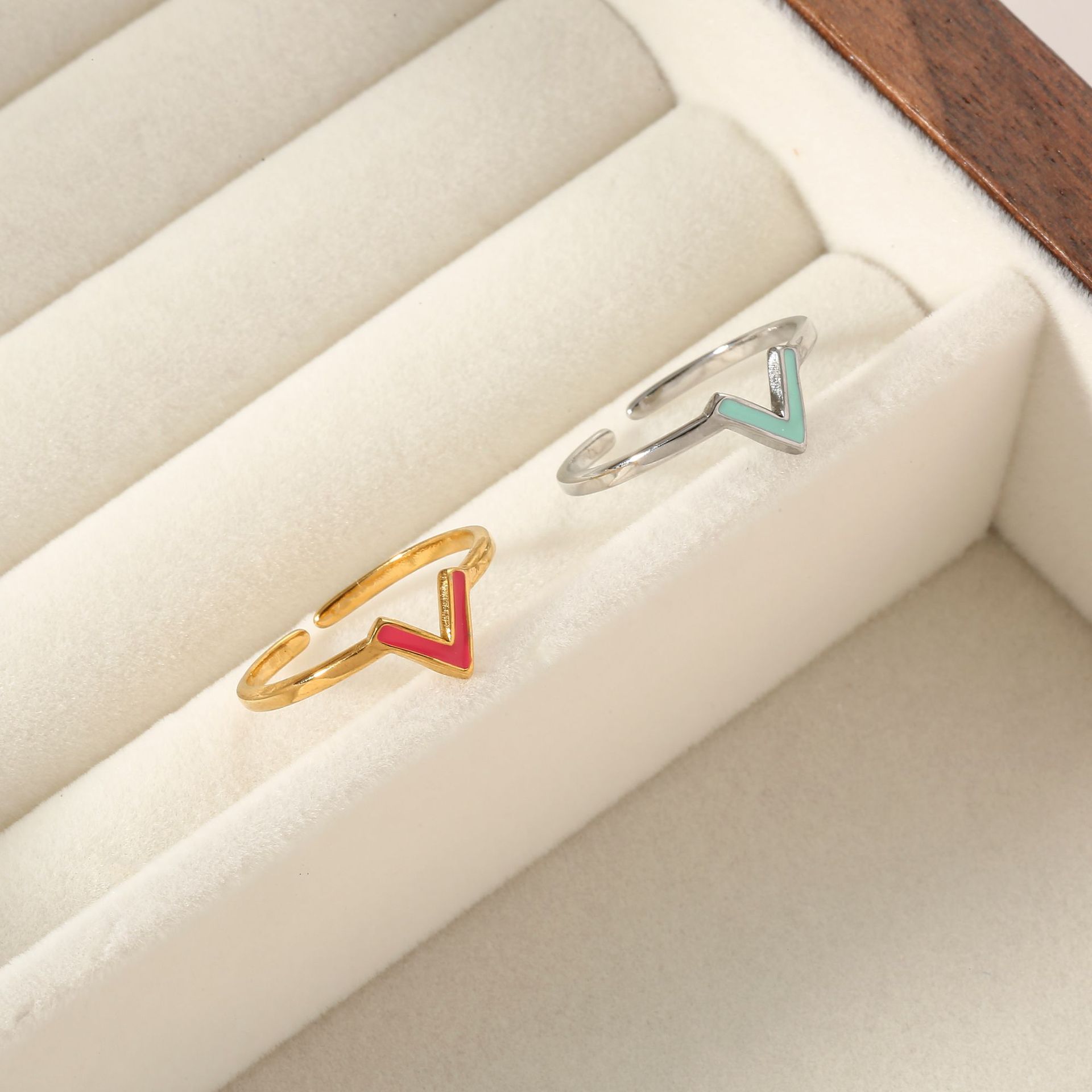 1g Weight 18K Gold Plated Plating Material Open Rings Classification Adjustable Ring Size 1 Piece Quantity Casual, Daily Occasion 316L Stainless Steel Material Geometric Pattern Women's Gender French Style Style Waterproof Non Tarnish, Surgical Steel, Enamel, Plating Craft Gold, Silver Color 1 Piece Geometric 18K Gold Plated 316L Stainless Steel  Gold Silver French Style Open Rings For Women's 29
