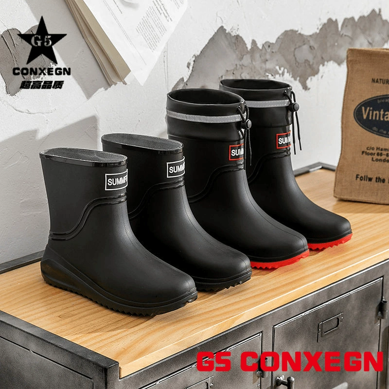 Высококачественные мужские резиновые сапоги, новые водонепроницаемые эластичные резиновые сапоги, модные резиновые туфли для рыбалки средней длины для взрослых, водные сапоги для работы.