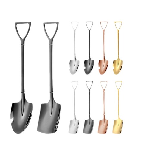 Factory direct sales stainless steel shovel spoon dessert ice cream fruit watermelon spoon Internet celebrity children's 304 square shovel spoon