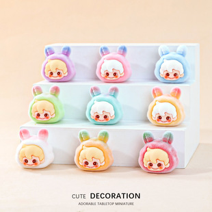 Flocking Gradient Boy Doodle Cute DIY Jewelry Accessories Office Desk Resin Small Ornaments Pair of Touch Blind Bags