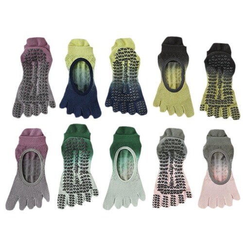 New mesh summer gradient point-glue yoga socks anti-slip professional women's five-finger socks backless toe-separation Pilates socks