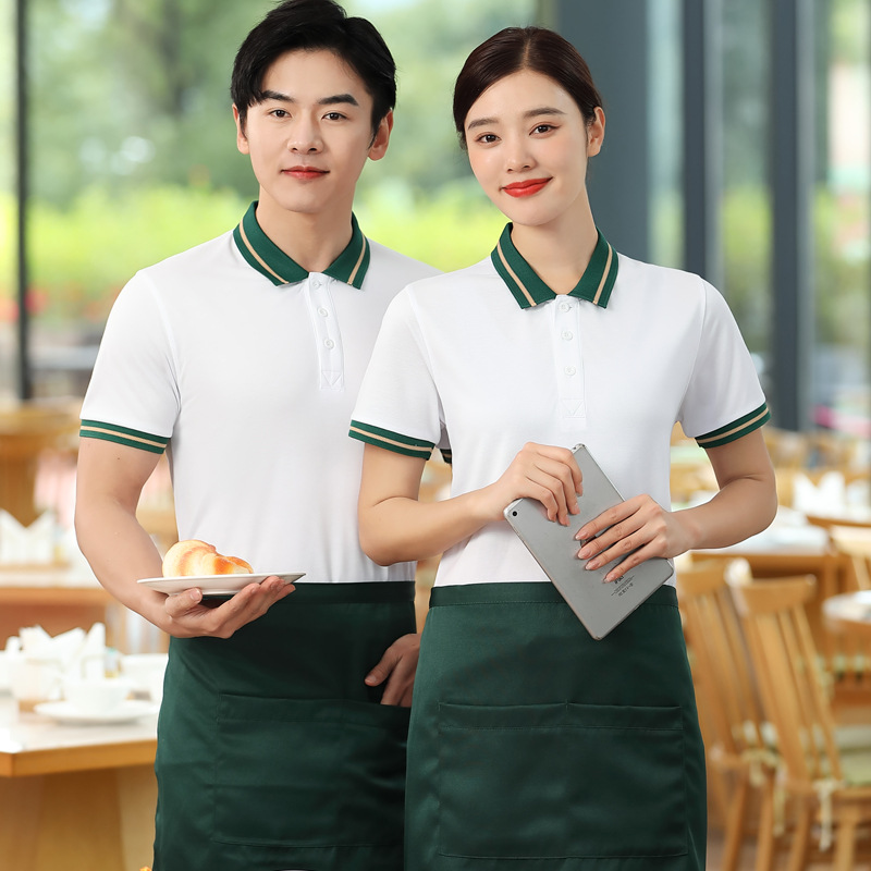 餐饮服务员工作服短袖夏季饭店烧烤定工装制半袖餐厅工服制T恤订