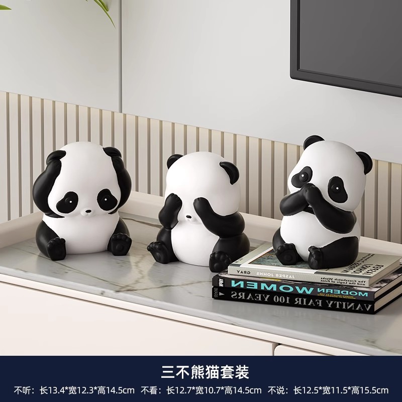 Sala de estar atmosférica de alta gama, decoración de gabinete de vino panda, decoración de gabinete de TV para el hogar de lujo ligero, instalación artesanal de escritorio de oficina de entrada