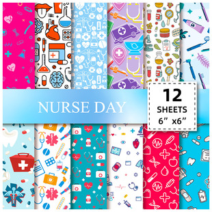 Explosion 12/Pack Nurses Day Nurse Pills Doctor Cultural and Creative Cardboard Decoration Handbook Material Paper Scrapbook Background Paper