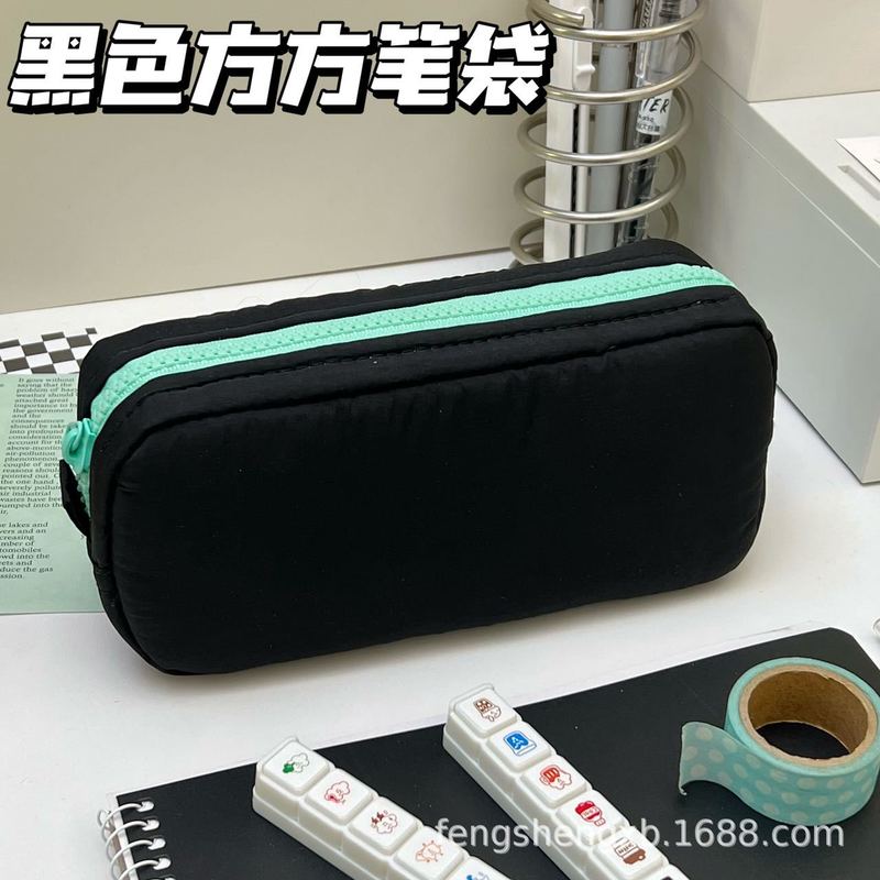 小紅書と同じミントグリーンのスクエアペンバッグインスタイルシンプル高価値大容量中学生文具バッグ|undefined