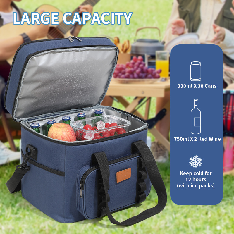 Bolsa de picnic de campamento transfronterizo de gran capacidad portátil de aluminio grueso paquete de aislamiento térmico de frutas bolsa de hielo fresco