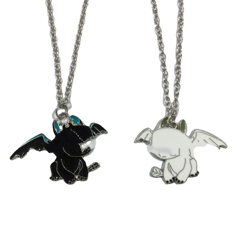 Мультяшный куломи Мелетти Черно-белый дракон двойной шаткое ожерелье подвеска