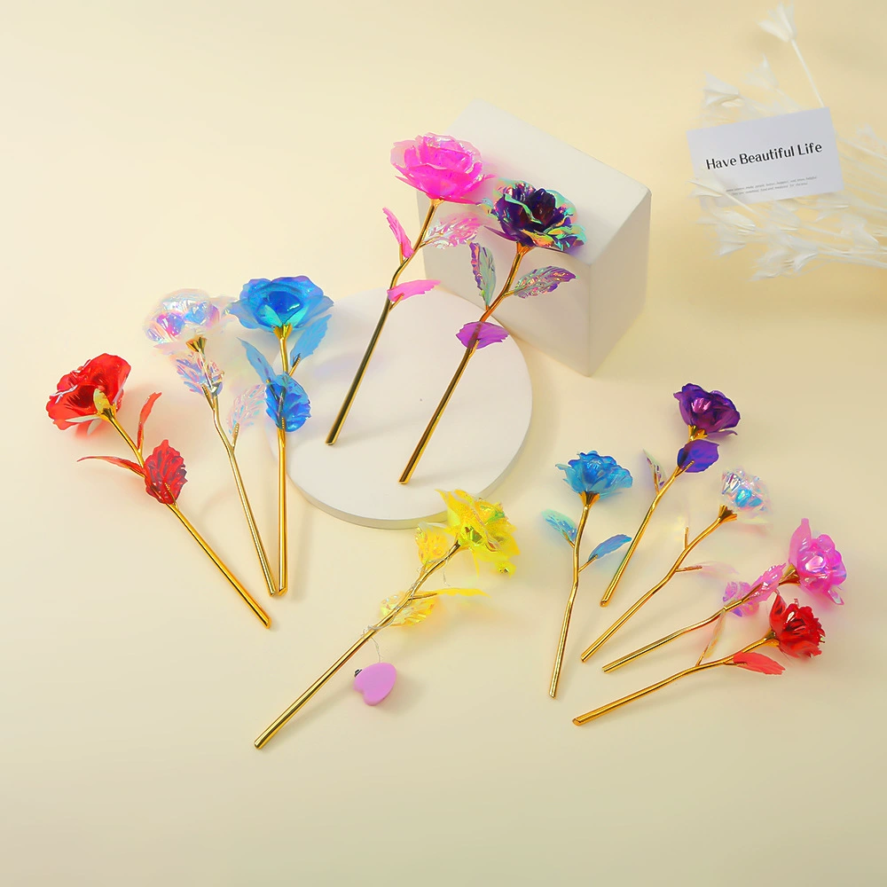 24-каратная золотая фольга, цветок розы, красочное золото, красочный блики, бессмертный цветок, романтический день учителя, праздник, выпускной сезон, небольшой подарок