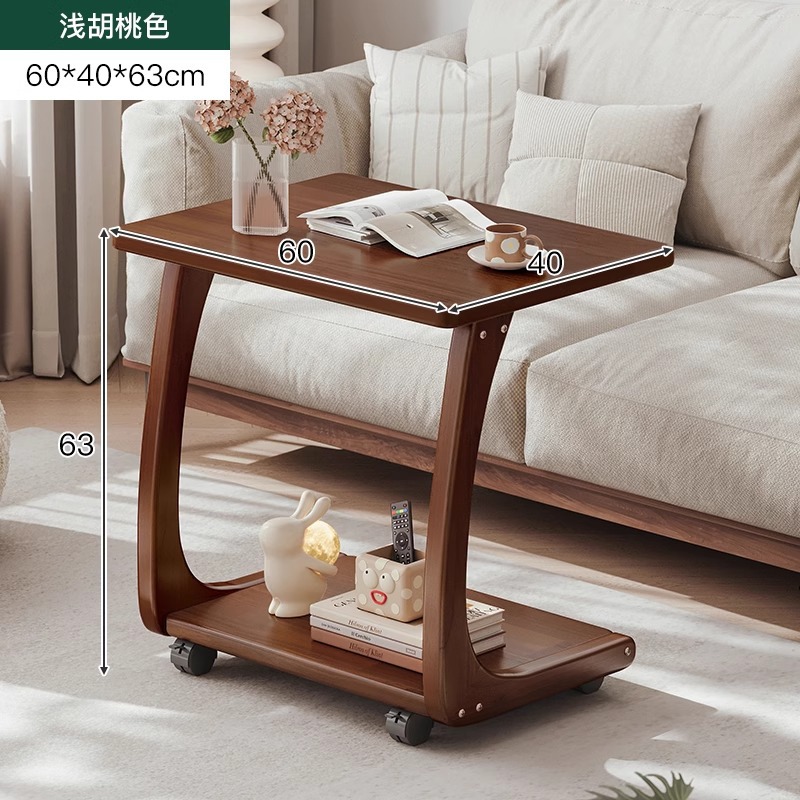 Mesa de cabecera de madera sólida dormitorio doméstico pequeño estante de cama ultra estrecho creativo de hendidura móvil gabinete pequeño carro