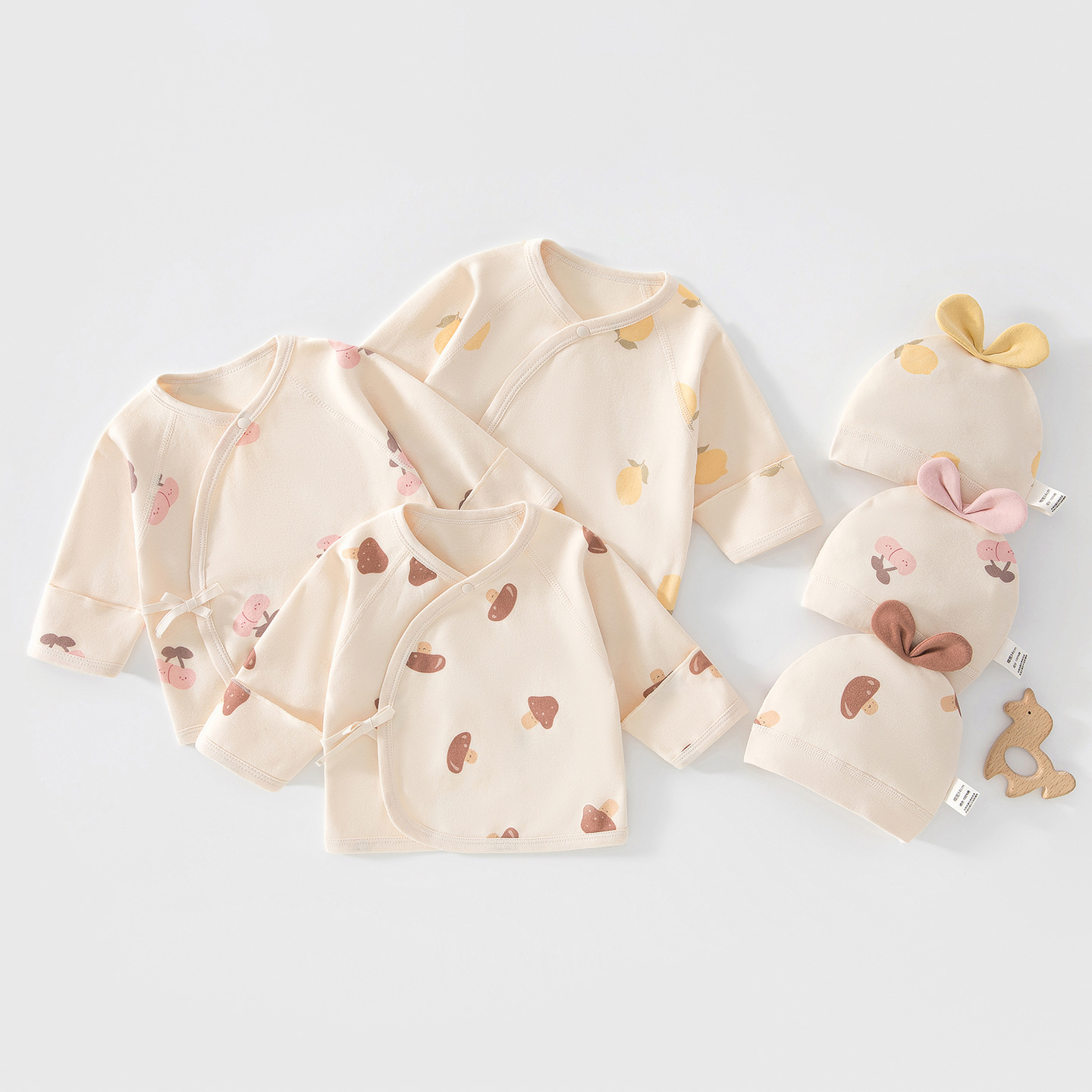 Newborn Baby Half-Back Cotton Clothing, Solid Color, Spring and Autumn Style, Includes Hat, Monk-Style Outfit, Baby Top with Hood