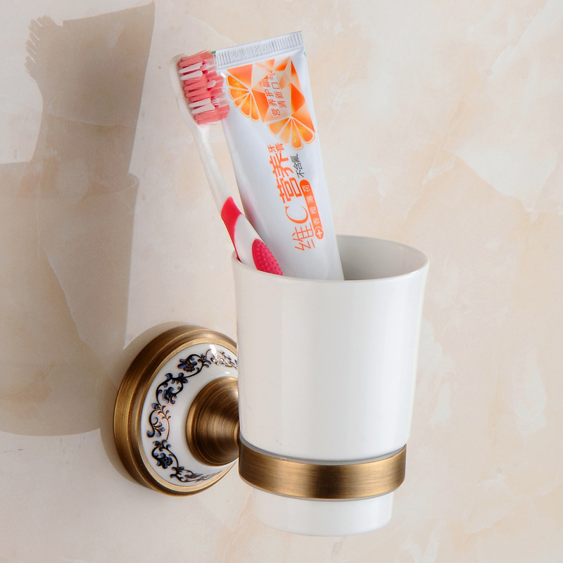 全銅バスタオル掛けヨーロッパ風模造青花磁器浴室ストラップセット壁掛け式トイレタオル棒|undefined