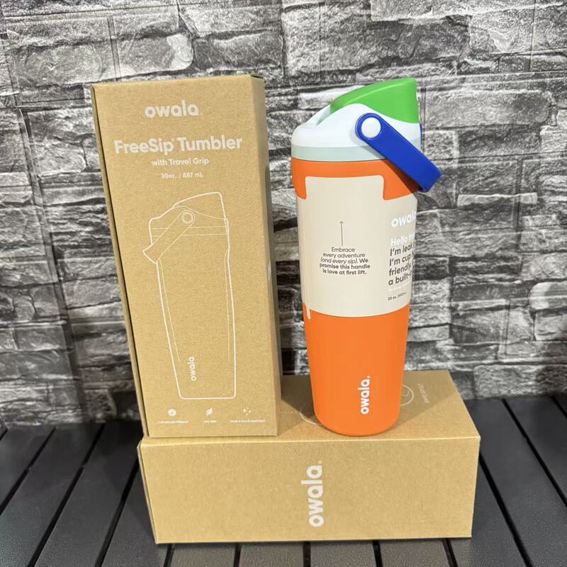 Owala同款跨境30oz手提便携保温杯304不锈钢简约双饮吸管汽车杯|undefined