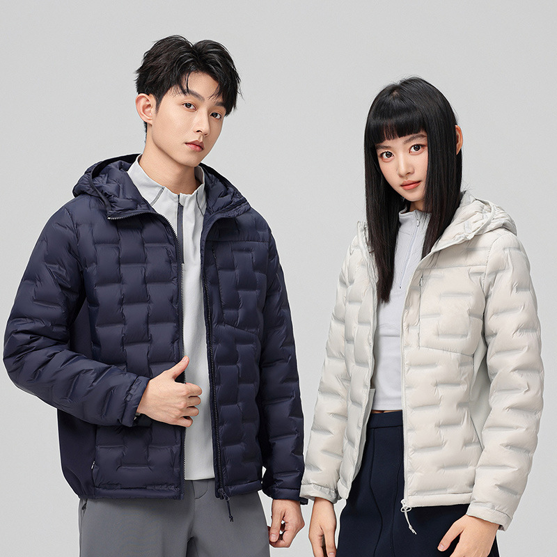 2025 nueva chaqueta de pluma de cuello vertical para mujeres invierno 90 vello a prueba de viento caliente delgado y ligero abrigo de pluma para hombres