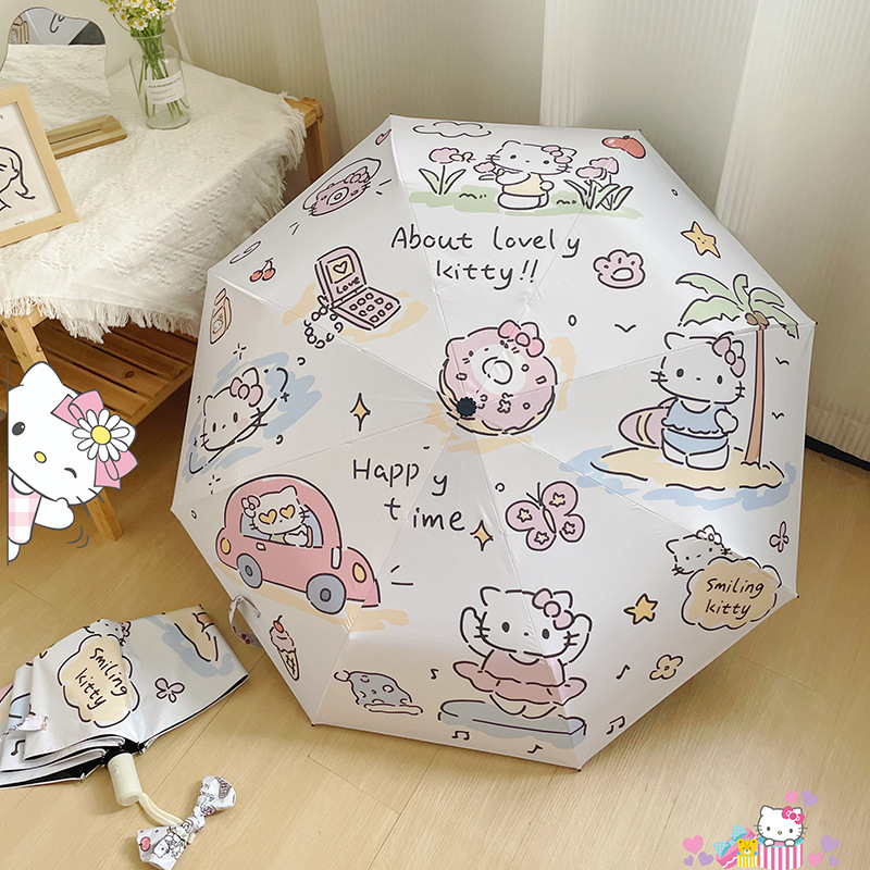 Hello Kitty Automatic Folding Sun & Rain Umbrella for Women